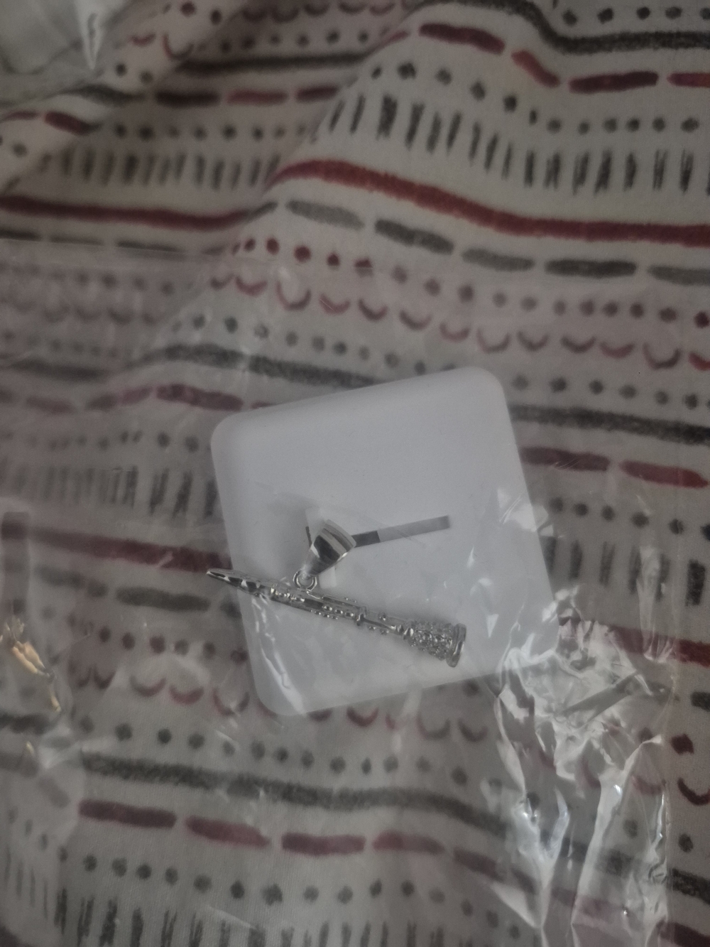 Sterling Silver Crystal Band Instrument Pendant Necklace